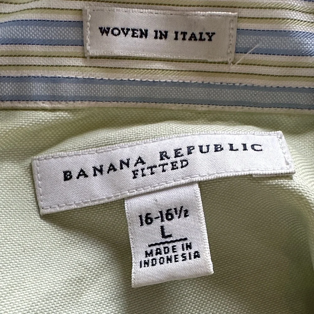 Banana Republic Fitted Blue White Striped Dress Shirt Men’s L 16–16½